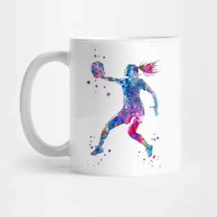 A Handball Player Girl Hits The Ball Mug